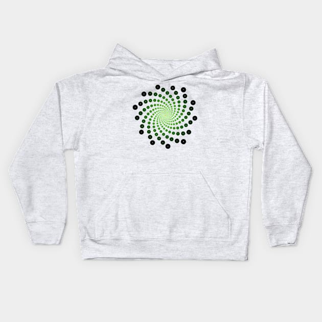 Green Galactic Pinwheel Kids Hoodie by brutalworld